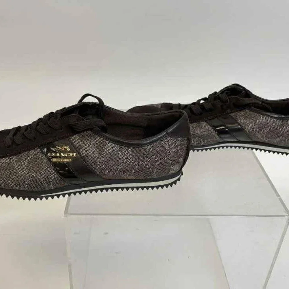Coach Designer Ny Ivy Sig Peb Women's Brown Casual Sneakers - Size 7.5B